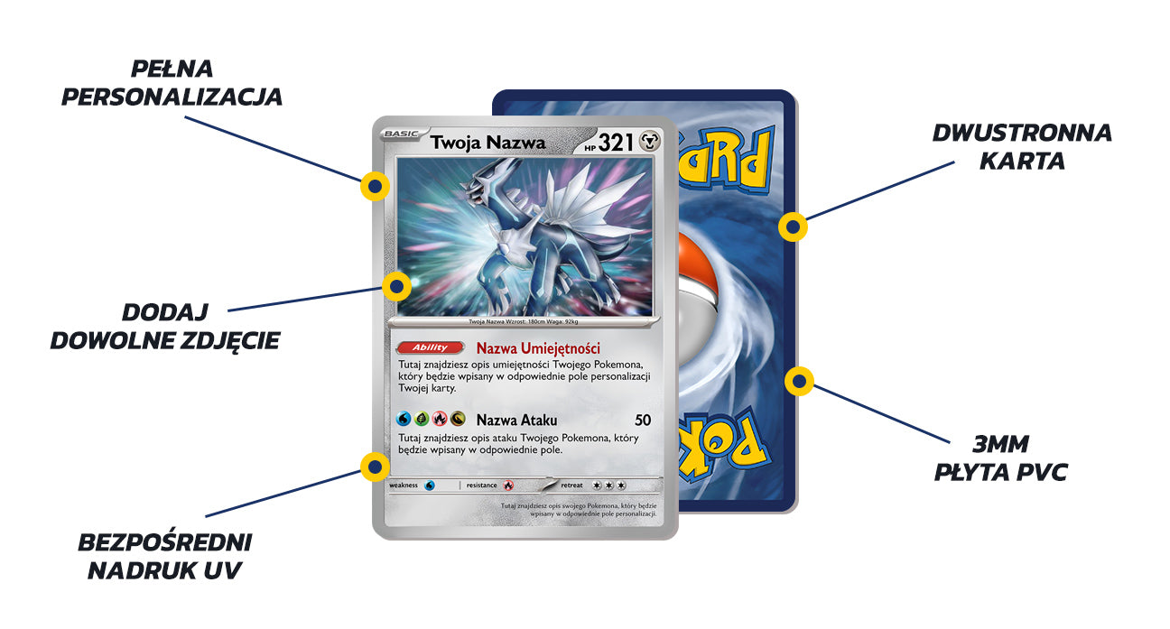 Stwórz własną kartę Pokemon. Personalizowana karta dla fana Pokemon ...